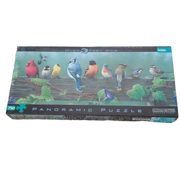 NWT Buffalo Jigsaw Puzzle Song Birds 750 Pc Panoramic - Picture 1 of 8